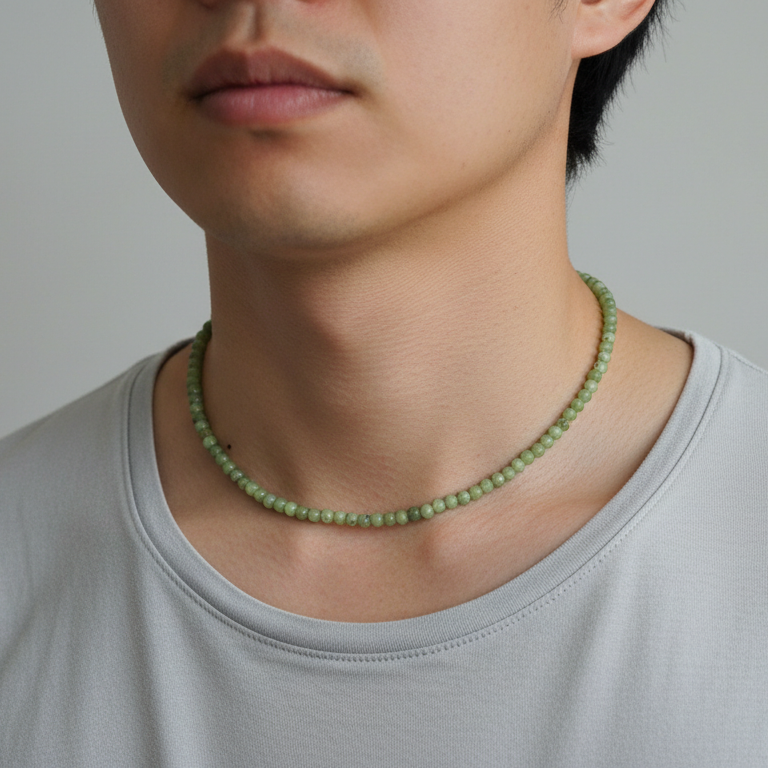 Peridot 4 mm Petite Beaded Necklace