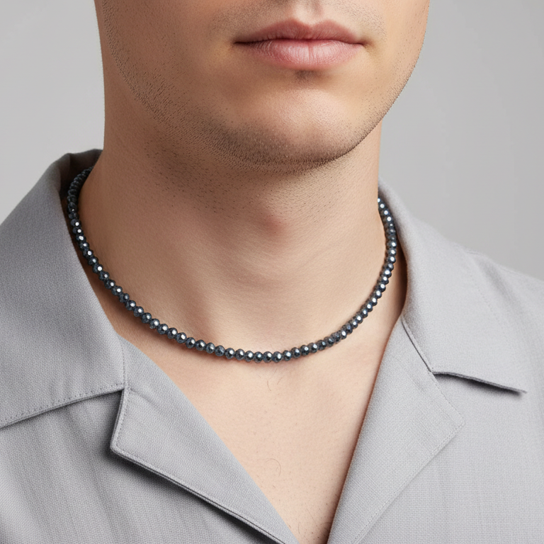Hematite 4 mm Petite Faceted Necklace