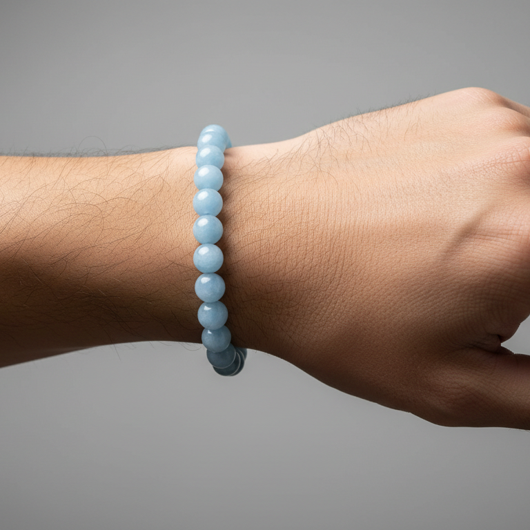 Angelite 8 mm Iconic Beaded Bracelet