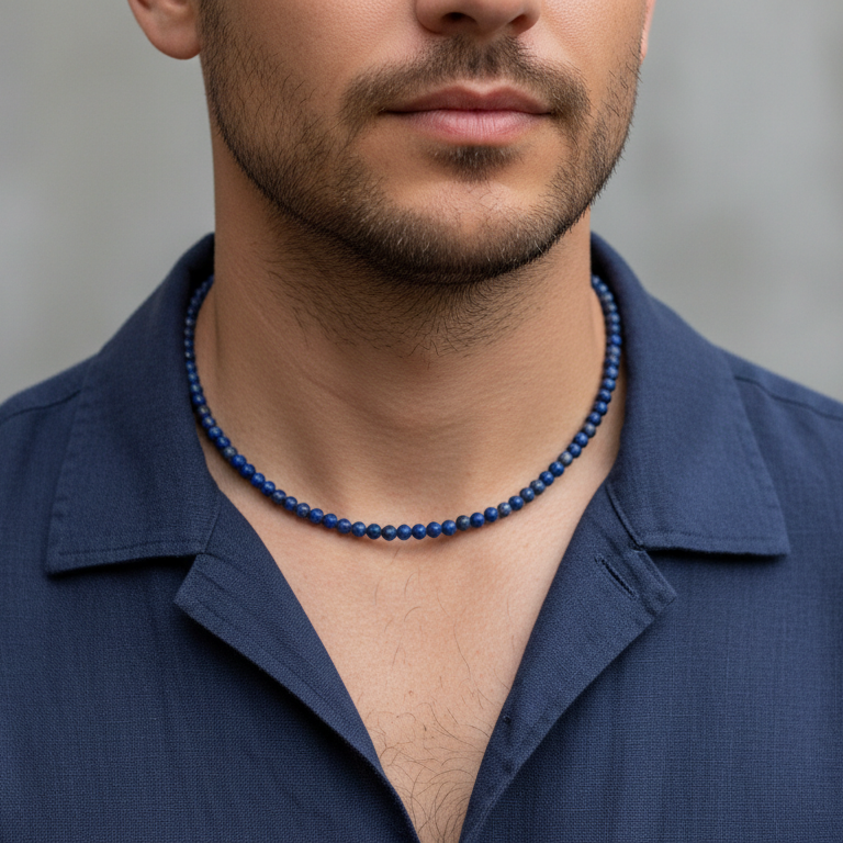 Lapis Lazuli 4 mm Petite Beaded Necklace