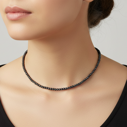 Hematite 4 mm Petite Beaded Necklace