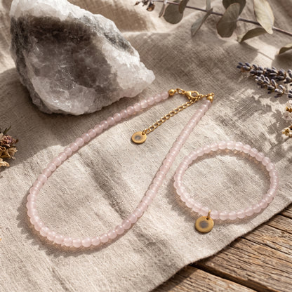 Rose Quartz 4mm Beaded Set