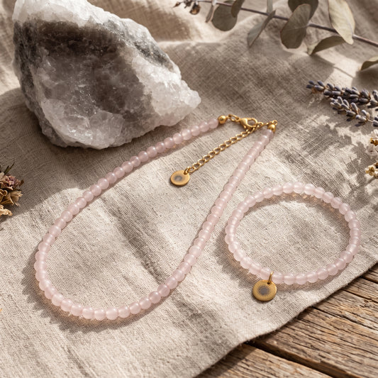 Rose Quartz 4mm Beaded Set