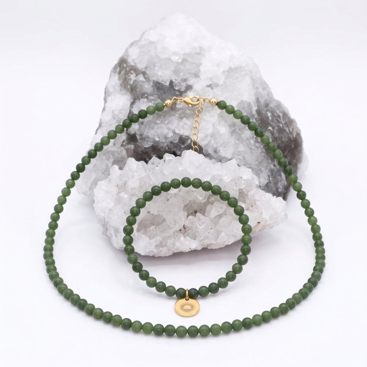 Nephrite Jade 4mm Beaded Set