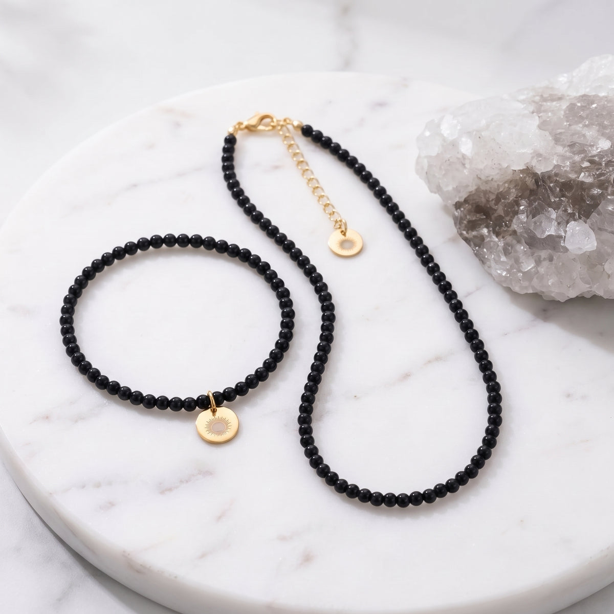 Obsidian 4mm Beaded Set