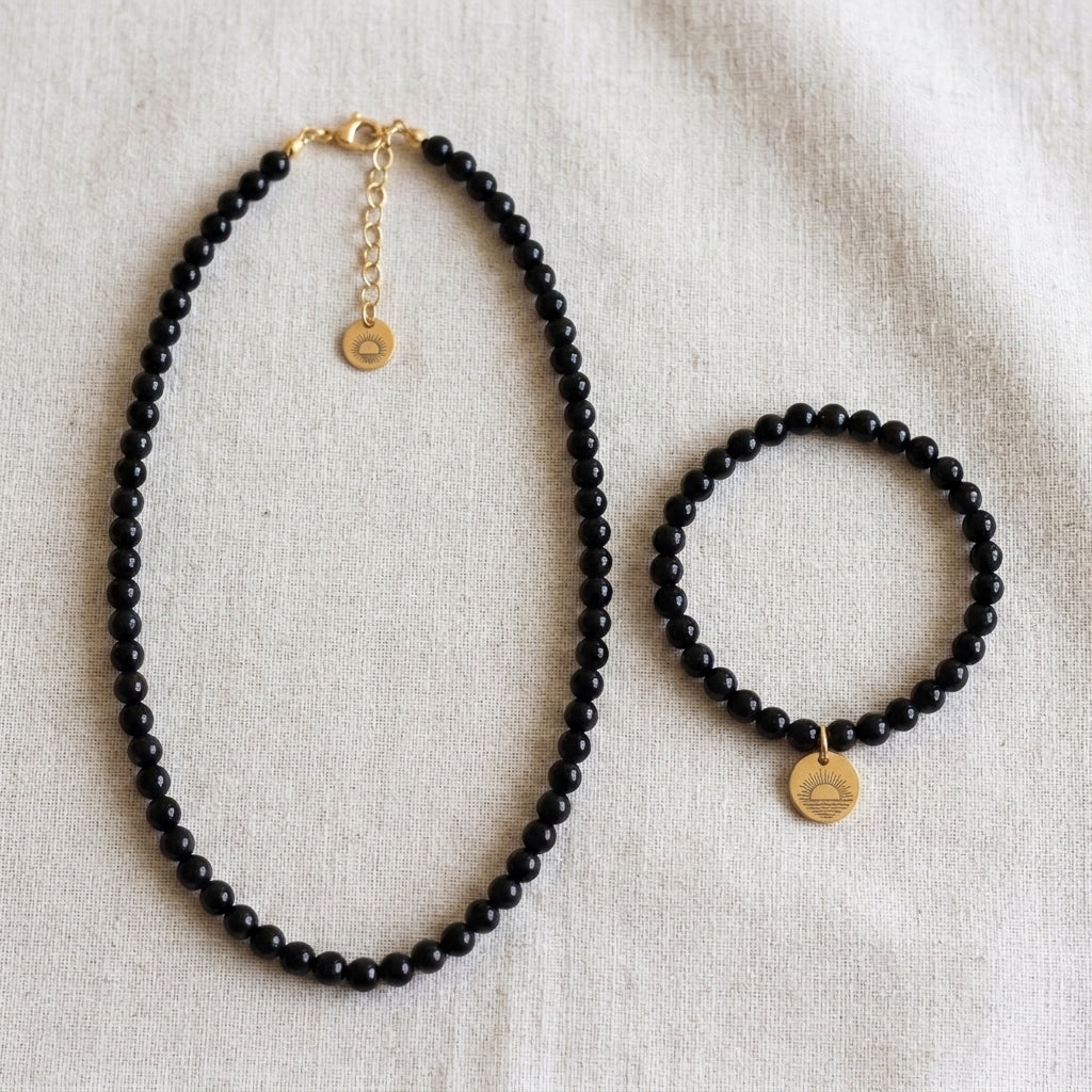 Black Tourmaline 4mm Beaded Set